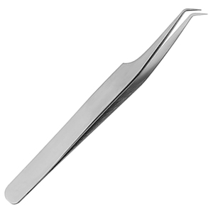 Pince à épiler professionnelle en acier inoxydable à 45 degrés pour extensions de cils, pointe fine courbée pour une isolation précise des cils, préhension et placement. - Product Image 2