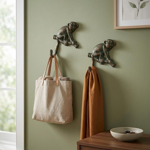 Gancho de Pared de Latón Antiguo con Diseño de Mono, Perchero Metálico Rústico con Diseño de Animal de la Selva, Herraje Decorativo para Dormitorio y Entrada - Product Image 4