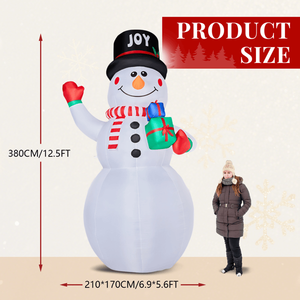 Pupazzo di Neve Gonfiabile Illuminato da 3,6 Metri con Scatole Regalo, Decorazione Natalizia Gigante da Giardino - Product Image 4