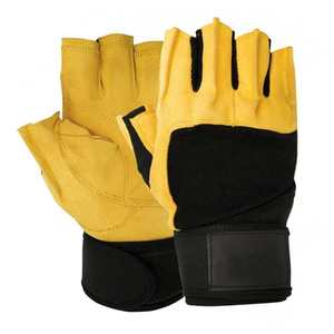 Gants de musculation demi-doigts Tombola Sports 0,5 kg jaune noir avec sangle de poignet réglable pour gym et fitness, unisexe, en polyester - Product Image 1