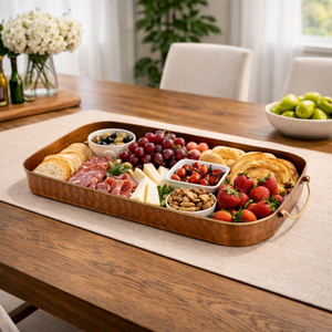 <b>Large</b> Hammered Copper <b>Tray</b> with Handles 18 Inch Rectangular, Handmade Copper <b>Serving</b> Platter for Kitchen Dining & Home Decor - Product Image 4