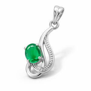 Colgante de ónix verde de corte ovalado chapado en rodio de plata de ley, moderno, al por mayor, hecho a mano, regalo minimalista para ella, joyería de mayo - Product Image 2