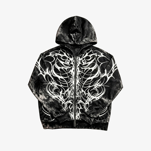 Men’s Black White Tribal Flame Print Tracksuit Set – Zip Up Hoodie Jogger <b>Pants</b> Streetwear Outfit Sweatsuit - Product Image 2