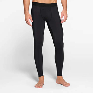 Leggings de compression longs pour hommes, couleur noire unie, taille élastique, en Spandex et Nylon - Product Image 5