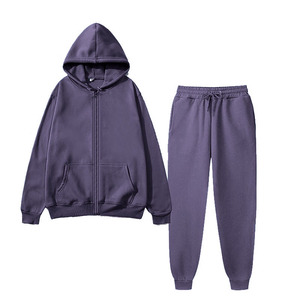Ensembles de survêtements légers en molleton avec veste zippée et pantalon de jogging, 100% coton, confortables, pour la vente en gros - Product Image 1