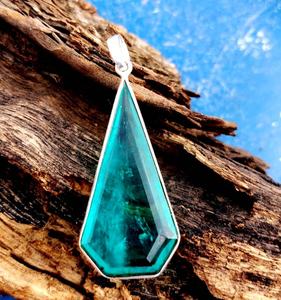 Pendentif en tourmaline Paraiba, pierre précieuse naturelle, argent sterling, bijoux faits à la main, collier de luxe, cadeau élégant pour femmes - Product Image 1