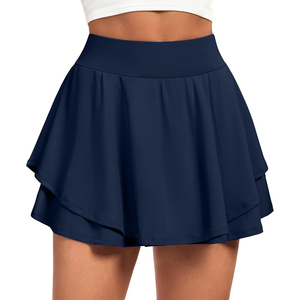 New Arrival <b>Women's</b> <b>Navy</b> Blue Pleated Tennis <b>Skirt</b> Elastic Waist Moisture Wicking Breathable Quick Dry Solid Color Sport Wear - Product Image 1