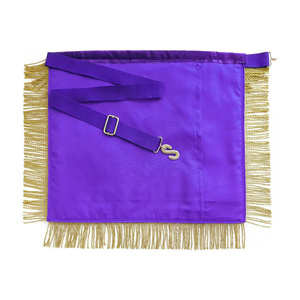 Council Member Masonic <b>Apron</b> <b>White</b> Purple Border Fringe Tassels Triangular Embroidered Emblem Custom Wholesale Regalia - Product Image 4