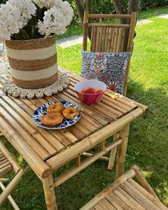 Bamboo Garden Set <b>Table</b> and 2 Chairs <b>Foldable</b> Outdoor Furniture Tropical Style Bamboo Set Bar Decor for Resort Hotel - Product Image 2