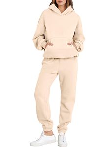 Conjunto de 2 Piezas para Mujer, Sudadera con Capucha y Pantalones Cortos de Algodón, Corte Holgado, Informal, Primavera Verano, Color Sólido, Tejido de Punto - Product Image 1
