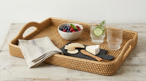 Minimalist Rattan Serving Tray Handmade Rectangle Storage Basket Tray for Modern Home and Kitchen Decor Wholesale Vietnam - Product Image 5