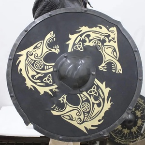 Escudo Vikingo Hecho a Mano de Tela Ahmad de 24 Pulgadas, Diseño Celta Marrón, Acero al Carbono, Grado DIY, Personalizable, ODM/OBM/OEM, Mango de Madera - Product Image 2