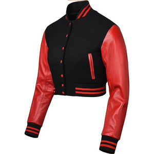 Blouson universitaire réversible pour femme, long, en jean, col montant, motif uni, imprimé premium - Product Image 5