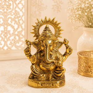 Sculpture de Ganesha assis en laiton, écologique, Art Déco, de luxe, spirituelle, cadeau de Diwali et de pendaison de crémaillère, objet décoratif pour autel de salle de Pooja - Product Image 2