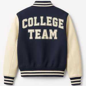 Team C Varsity <b>Jacket</b> <b>Men's</b> Maroon Cream <b>Leather</b> Sleeve Embroidered Letter Front Button Closure Preppy Style Autumn Wear - Product Image 4
