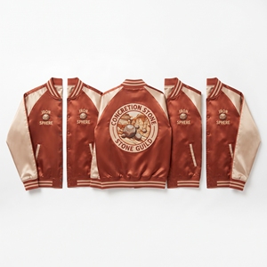 Factory Direct Plum Ivory Satin Varsity Jacket Zip Up Custom Embroidered Blackthorn Hedge Guild Baseball <b>Coat</b> - Product Image 3
