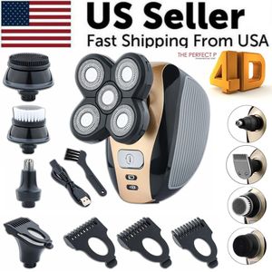 Rasoio elettrico ricaricabile 5-in-1 4D con testa calva rotante e rasoio per barba - Product Image 1