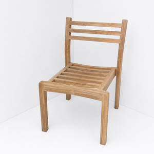 Stackable Handmade Teak <b>Garden</b> Chair Solid Wood Slatted Weather Resistant Outdoor Patio Seating Minimalist Tapered Legs - Product Image 2