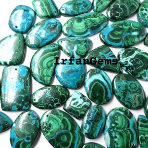 Cabujón de crisocola de malaquita. Diseñador ~ Natural verde azul malaquita crisocola piedra preciosa. Crisocola malaquita para joyería. - Product Image 2