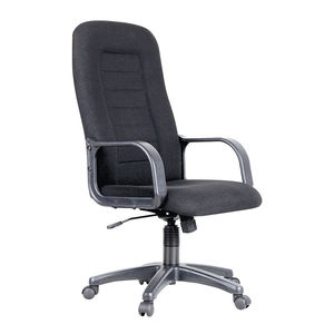 Chaise de bureau exécutive ergonomique moderne en tissu, dossier haut, pivotante, avec accoudoirs fixes, base en plastique pour usage domestique/bureau - Product Image 2