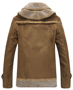 <b>Men's</b> Brown <b>Suede</b> Leather <b>Jacket</b> Stand Collar Polyester Lining Breathable Eco-Friendly Windproof Casual Winter Regular Sleeve - Product Image 3