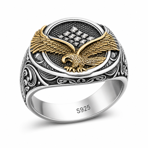 Bague Statement Gothique Aigle en Argent Sterling 925 Oxydé Noir - Product Image 3