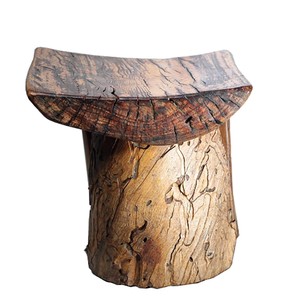 Tabouret en bois de pin rustique en forme de souche d'arbre, vente en gros |   Sièges d'extérieur artisanaux Moradabad - Product Image 4