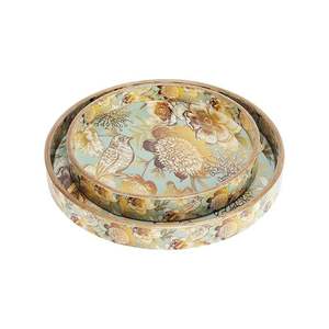 Plateau de service rond en bois rustique, élégant plateau vintage pour fruits, collations, desserts et apéritifs à prix raisonnable - Product Image 2