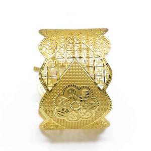 Pulsera Kada de latón chapado en oro de 14K, 18K, 24K al por mayor, brazalete ancho de filigrana con cierre de cadena, pulseras Kada de moda - Product Image 3