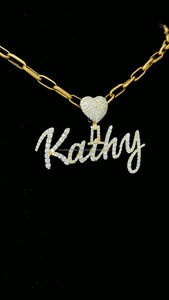 2025 Valentines Day Present Gold Plated Custom Letter With Heart Hook Initial Hip Hop Personalized Cursive Name Pendant Necklace - Product Image 4