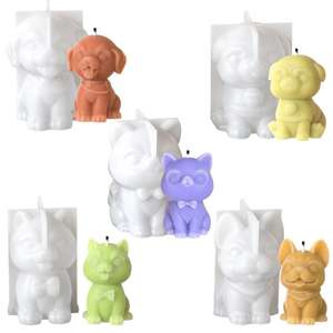 Moule en silicone pour bougie en gypse, bougie aromatique en forme de chiot mignon, animal de compagnie - Product Image 4