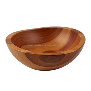 Tazón de Madera de Acacia RusticAura, Hecho a Mano, Acabado Natural Pulido y Liso, Tazón Decorativo para Servir, para Decoración del Hogar y Mesa - Product Image 1