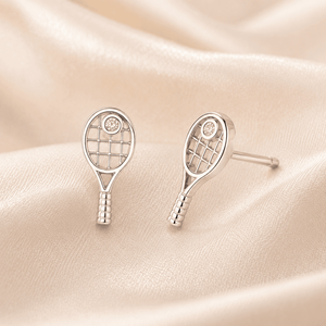Pendientes Minimalistas de Plata de Ley 925 con Forma Creativa de Raqueta de Tenis, Joyería Deportiva Única para Mujer - Product Image 1