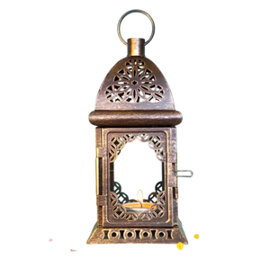 Farol de metal y vidrio estilo americano con acabado antiguo para decoración de iluminación en el hogar, bodas y Navidad, faroles de pie en oferta. - Product Image 1
