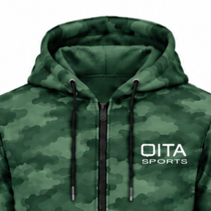 Conjunto Deportivo Unisex Verde Camuflaje, Sudadera con Cremallera Completa y Pantalones Jogger, Ropa Deportiva Casual Personalizada para Entrenamiento - Product Image 5