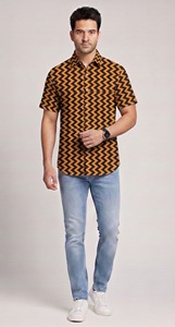 Mens Cotton Block Print <b>Shirt</b> Handmade Indian <b>Shirt</b> Casual Summer Fashion Bulk Wholesale - Product Image 2