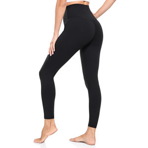High Waisted Full Length <b>Leggings</b> For Women Black Stretch Yoga Pants Breathable Soft Knitted Activewear - Product Image 2