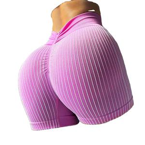 Shorts de yoga de secado rápido con cintura elástica, leggings de yoga para mujer, pantalones de yoga con cintura en V para ciclismo, correr y fitness de verano. - Product Image 6