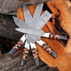 Ensemble de couteaux de chef professionnels de style japonais en 5 pièces, fabriqués à la main en acier carbone, manche en bois durable, artisanat en acier multifonctionnel - Product Image 4