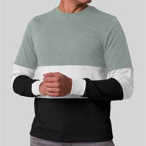 Suéter Unisex de Cuello Redondo con Bloques de Color, Corte Regular, Tejido de Punto, Informal, para Otoño, Manga Larga - Product Image 1