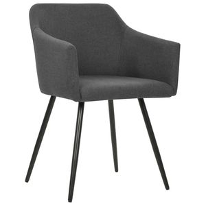 Juego de 2 sillas de comedor gris oscuro, tela 100% poliéster con estructura metálica - Product Image 2