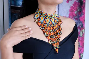 Collar de cuentas hecho a mano de alta calidad - Estilo Huichol tradicional mexicano - Regalo de princesa azteca para ella, ANIVERSARIO - Product Image 4