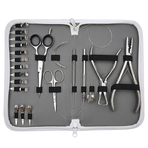 Complete Hair Extension Salon Tool Kit Micro Bead Remover Plier Hair Loop Threader Curved Sewing Needles Hair Styling <b>Clips</b> - Product Image 5
