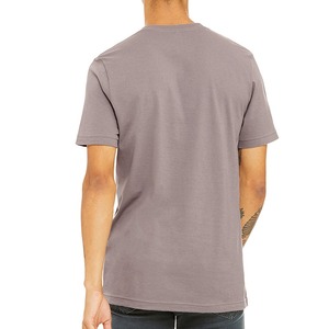 <b>Men's</b> Gray Short Sleeve O-Neck Casual Knitted T-Shirt Regular Fit Solid Color 100% Cotton Jersey Fabric - Product Image 2