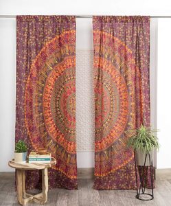 Cortinas Decorativas con Diseño de Mandala de Elefante, Estilo Bohemio Hindú, Color Granate, para Dormitorio, Sala de Estar, Decoración del Hogar - Product Image 1