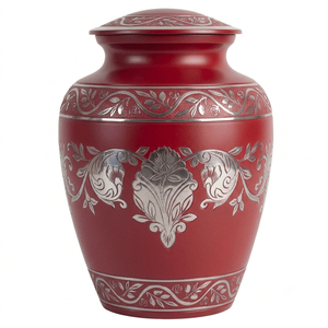 Urne funéraire pour adultes en alliage d'aluminium couleur rose corail avec gravure personnalisable, urne funéraire en métal argenté pour cendres - Product Image 3