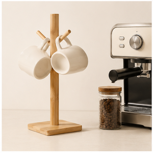 Premium Natural Wood Coffee Mug Rack Sturdy Tree-Shaped <b>Tea</b> Cup Holder With Square Base Sustainable Tabletop Display <b>Stand</b> - Product Image 4