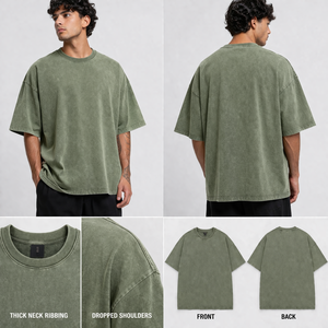 Camiseta Oversize de Algodón Lavado Vintage de 300 GSM con Logo Personalizado, Estilo Urbano, Corte Holgado, Venta al por Mayor, Fabricante OEM - Product Image 4