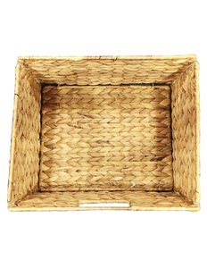 Small Foldable Water Hyacinth <b>Storage</b> <b>Basket</b> Woven Rectangle <b>Wicker</b> Style Organizer for Home & Office Under Shelf Use - Product Image 4