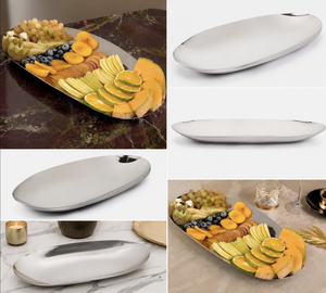 Plateau de service à fruits en métal moderne, plateau à fruits ovale décoratif, plateau de service de luxe pour la table, pour les dîners et les réceptions - Product Image 4